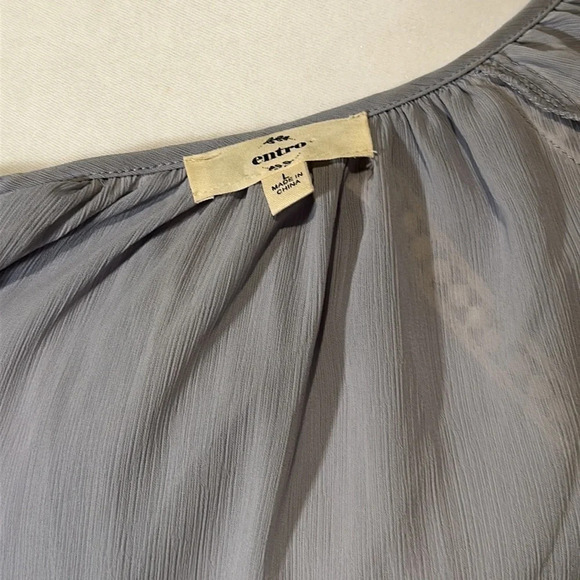 light blue semi sheer long sleeve Entro top size large - Picture 4 of 4